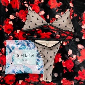 Polka Dot Triangle Thong Bikini Swimsuit